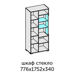 Аллегро-10 Шкаф 2дв. (со стеклом) (дуб крафт золотой-камень темный) в Троицке - troick.mebel24.online | фото 2