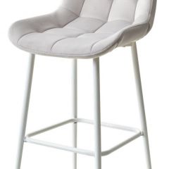 Барный стул ХОФМАН, цвет H-09 Светло-серый, велюр / белый каркас М-City в Троицке - troick.mebel24.online | фото 1