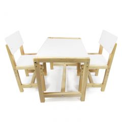 Детский растущий комплект стол и два стула  Я САМ "Лофт" (Белый, Сосна) в Троицке - troick.mebel24.online | фото 1