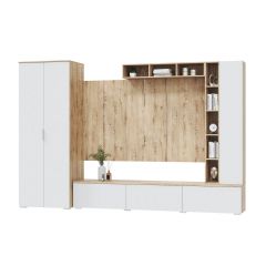 Гостинная СКАНДИ (модульная) Дуб бунратти/Белый в Троицке - troick.mebel24.online | фото 2