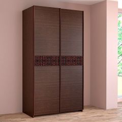 ИННЭС-5 Шкаф-купе 2-х дв. 1400 (2 дв. Ф3 - венге вст. экокожа коричневый) в Троицке - troick.mebel24.online | фото