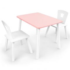 Комплект детской мебели стол и два стула Корона  (Розовый/Белый/Белый) в Троицке - troick.mebel24.online | фото