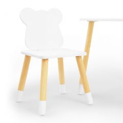 Комплект детской мебели стол и два стула Мишутка (Белый/Белый/Береза) в Троицке - troick.mebel24.online | фото