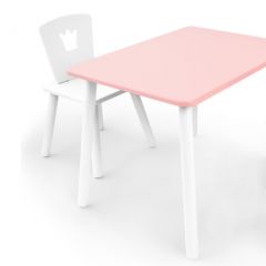 Комплект детской мебели стол и стул Корона (Розовый/Белый/Белый) в Троицке - troick.mebel24.online | фото