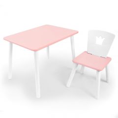 Комплект детской мебели стол и стул Корона (Розовый/Розовый/Белый) в Троицке - troick.mebel24.online | фото