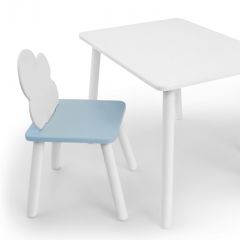 Комплект детской мебели стол и стул Облачко (Белый/Голубой/Белый) в Троицке - troick.mebel24.online | фото