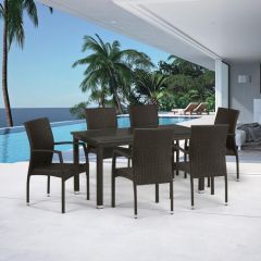 Комплект плетеной мебели T256A/YC379A-W53 Brown (6+1) + подушкина стульях в Троицке - troick.mebel24.online | фото 1