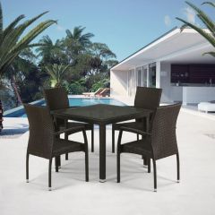 Комплект плетеной мебели T257A/YC379A-W53 Brown (4+1) + подушки на стульях в Троицке - troick.mebel24.online | фото 1