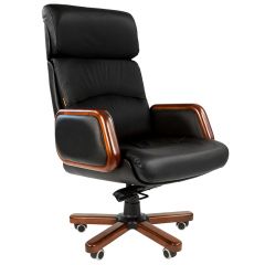 Кресло для руководителя CHAIRMAN 417 (Натуральная кожа) Черное в Троицке - troick.mebel24.online | фото