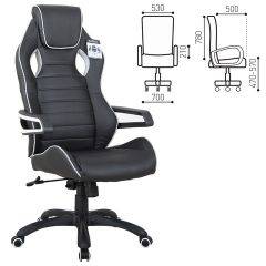 Кресло компьютерное BRABIX Techno Pro GM-003 (экокожа черное/серое, вставки серые) 531814 в Троицке - troick.mebel24.online | фото