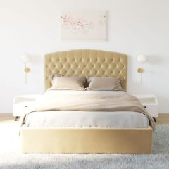 Кровать Берлин с ПМ 1200 (экокожа бежевая) в Троицке - troick.mebel24.online | фото 2