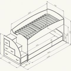 Кровать-чердак "Дюймовочка-4.2"  Дуб молочный/Оранжевый в Троицке - troick.mebel24.online | фото 3