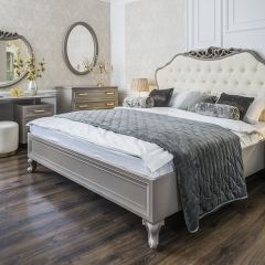 Кровать Мокко 1600 с мягким изголовьем + основание (серый камень) в Троицке - troick.mebel24.online | фото