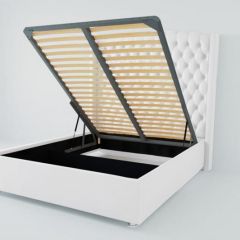 Кровать Берлин ЛЮКС с ПМ 800 (экокожа белая) в Троицке - troick.mebel24.online | фото 2