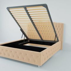 Кровать Нягань с ПМ 1600 (экокожа бежевая) в Троицке - troick.mebel24.online | фото