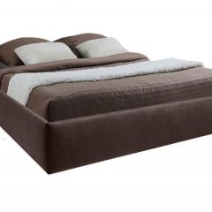 Кровать Подиум с ПМ 1400 (экокожа коричневая) в Троицке - troick.mebel24.online | фото
