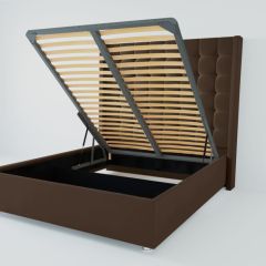 Кровать Венеция ЛЮКС с ПМ 1200 (экокожа коричневая) в Троицке - troick.mebel24.online | фото