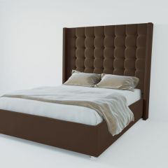 Кровать Венеция ЛЮКС с ПМ 1200 (экокожа коричневая) в Троицке - troick.mebel24.online | фото 2