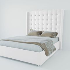 Кровать Венеция ЛЮКС с ПМ 800 (экокожа белая) в Троицке - troick.mebel24.online | фото 2