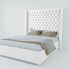 Кровать Версаль ЛЮКС с ПМ 1600 (экокожа белая) в Троицке - troick.mebel24.online | фото