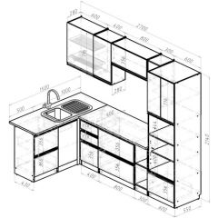 Кухонный гарнитур Ноктюрн мега прайм 1500х2700 мм в Троицке - troick.mebel24.online | фото 2