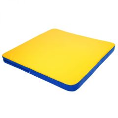 Мат гимнастический 1,36х1,36х0,08м складной закругленные углы цв. синий-желтый (для ДСК Игрунок) в Троицке - troick.mebel24.online | фото