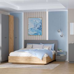 Модульная спальня Квадро (ЛДСП дуб крафт золотой) в Троицке - troick.mebel24.online | фото
