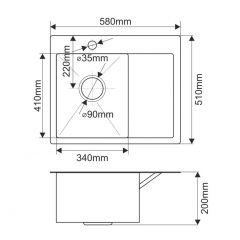 Мойка HD5851L MELANA ProfLine 3,0/200 САТИН врезная прямоугольная с коландером HD5851L в Троицке - troick.mebel24.online | фото 2