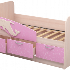Кровать Дельфин 1,6 (Дуб молочный/фасад - Ламарти розовый) в Троицке - troick.mebel24.online | фото