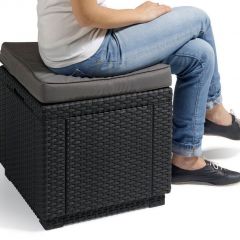 Пуфик Куб с подушкой (Cube with cushion) коричневый - серо-бежевый* в Троицке - troick.mebel24.online | фото 2