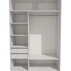 Шкаф-купе 1300 серии SILVER S1+S1+B2+PL2 (2 ящика+1 штанга+1 полка) профиль «Серебро» в Троицке - troick.mebel24.online | фото 2