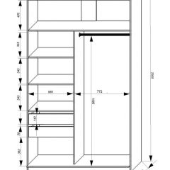 Шкаф-купе 1400 серии SOFT D1+D3+B2+PL1 (2 ящика+1штанга) профиль «Графит» в Троицке - troick.mebel24.online | фото 3