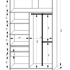 Шкаф-купе 1400 серии SOFT D8+D2+B2+PL4 (2 ящика+F обр.штанга) профиль «Графит» в Троицке - troick.mebel24.online | фото 3