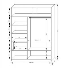 Шкаф-купе 1500 серии NEW CLASSIC K2+K2+B2+PL2(2 ящика+1 штанга+1 полка) профиль «Капучино» в Троицке - troick.mebel24.online | фото 3