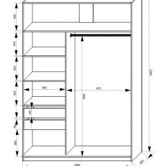 Шкаф-купе 1600 серии SOFT D1+D3+B2+PL1 (2 ящика+1штанга) профиль «Графит» в Троицке - troick.mebel24.online | фото 4