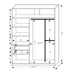 Шкаф-купе 1700 серии NEW CLASSIC K4+K4+B2+PL4 (2 ящика+F обр. штанга) профиль «Капучино» в Троицке - troick.mebel24.online | фото 3