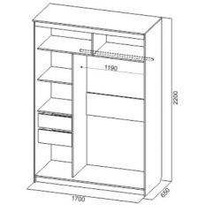 Шкаф-купе №19 Серия 3 Квадро (1700) Ясень Анкор светлый в Троицке - troick.mebel24.online | фото 4