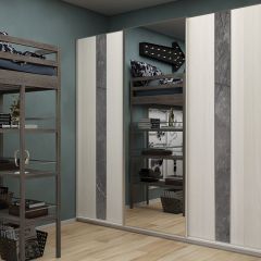 Шкаф-купе 1950 серии SILVER S4+S1+S4 B22+PL4 (по 2 ящика лев/прав+F обр.штанга) профиль «Серебро» в Троицке - troick.mebel24.online | фото