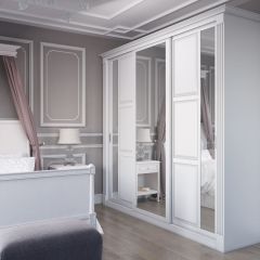 Шкаф-купе 2150 серии NEW CLASSIC K6Z+K1+K6+B22+PL2(по 2 ящика лев/прав+1 штанга+1 полка) профиль «Капучино» в Троицке - troick.mebel24.online | фото