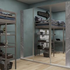 Шкаф-купе 2250 серии SILVER S3+S1+S3Z B22+PL2 (по 2 ящика лев/прав+1штанга+1 полка) профиль «Серебро» в Троицке - troick.mebel24.online | фото