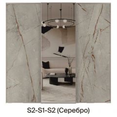 Шкаф-купе 2250 серии SILVER S5+S1+S5 B22+PL2 (по 2 ящика лев/прав+1 штанга+1 полка) профиль «Серебро» в Троицке - troick.mebel24.online | фото 6