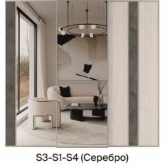 Шкаф-купе 2250 серии SILVER S5+S1+S5 B22+PL2 (по 2 ящика лев/прав+1 штанга+1 полка) профиль «Серебро» в Троицке - troick.mebel24.online | фото 8