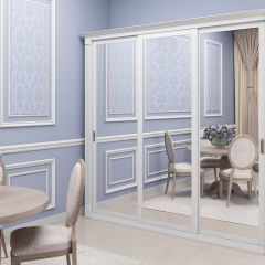Шкаф-купе 2450 серии NEW CLASSIC K1+K1+K1+B22+PL4 (по 2 ящика лев/прав+F обр.штанга) профиль «Капучино» в Троицке - troick.mebel24.online | фото