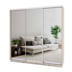 МАРТИН Шкаф-купе с зеркалами Млечный дуб (2200*450) М423 в Троицке - troick.mebel24.online | фото