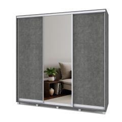 МАРТИН Шкаф-купе с зеркалом Камень темный (2200*450) М422 в Троицке - troick.mebel24.online | фото