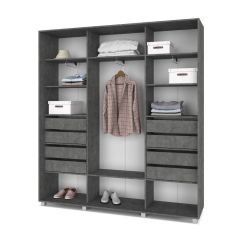 МАРТИН Шкаф-купе с зеркалом Камень темный (2200*450) М422 в Троицке - troick.mebel24.online | фото 4