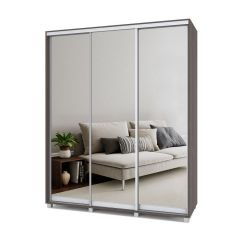 РОЛАНД Шкаф-купе с зеркалами Анкор темный (450*1800) Р483 в Троицке - troick.mebel24.online | фото