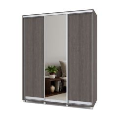 РОЛАНД Шкаф-купе с зеркалом Анкор темный (600*1800) Р682 в Троицке - troick.mebel24.online | фото