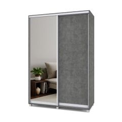РОЛАНД Шкаф-купе зеркалом Камень темный (600*1500) Р652 в Троицке - troick.mebel24.online | фото