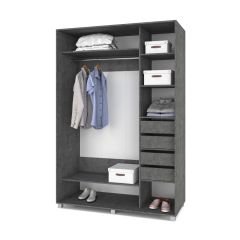 РОЛАНД Шкаф-купе зеркалом Камень темный (600*1500) Р652 в Троицке - troick.mebel24.online | фото 4